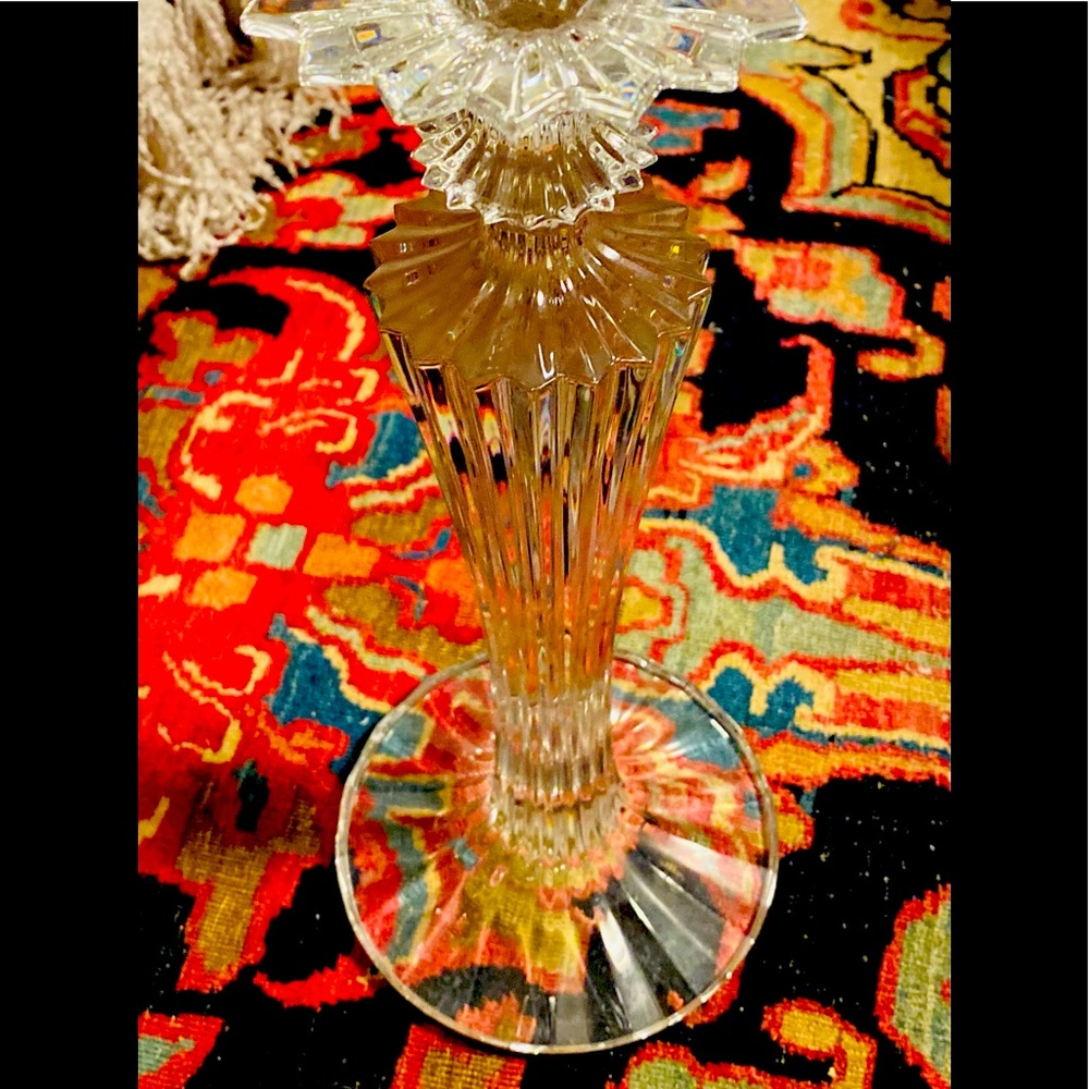 AUTHENTIC BACCARAT MILLE NUITS BOUGEOIR CRYSTAL CANDLESTICK SET OF TWO 2 - Picture 5 of 16